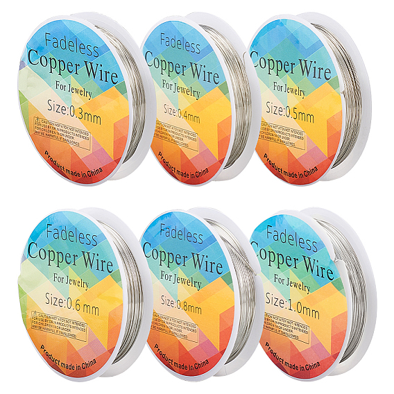 6 рулоны 6 размер медной проволоки для ювелирных изделий, круглые