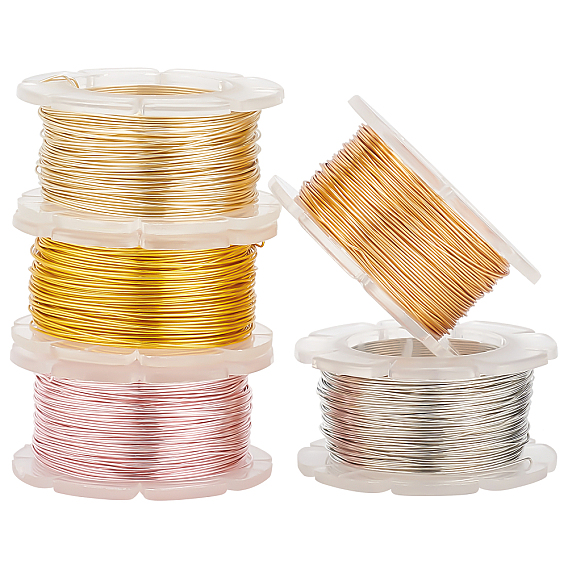 5 Rolls 5 Colors Copper Craft Wire, for Jewelry Making, Long-Lasting Plated