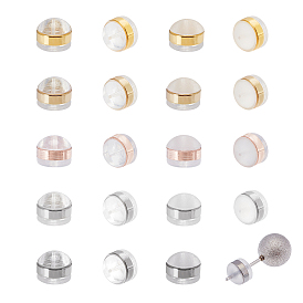 40Pcs 5 Colors Brass Rings Silicone Ear Nuts, Earring Backs