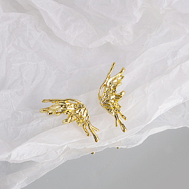 Asymmetric Metal Liquid Butterfly Earrings - Minimalist, Bioflow, Ear Jewelry.