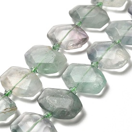 Природных красочные флюорита бисер нитей, со стеклянными бусинами, граненые, прямоугольные