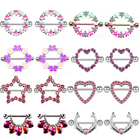 304 и 316 хирургические кольца для сосков из нержавеющей стали, со стразами