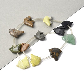 Нити бусин из натуральной яшмы/южнокитайского нефрита/зеленого авантюрина/горчичного камня, дельфин