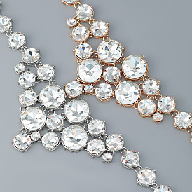 Sparkling Diamond Hip Hop Necklace for Women - Retro Glass Gemstone Pendant Jewelry