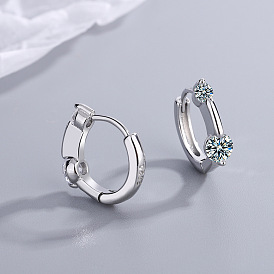 Pendientes de clip de oreja de doble diamante de moda: pequeño y exquisito círculo de oreja corta de diamante flash