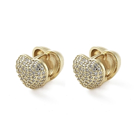 Heart Brass with Cubic Zirconia Hopp Earrings, Long-Lasting Plated, Lead Free & Cadmium Free