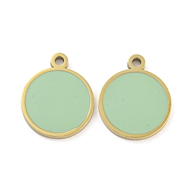 316 хирургические эмалевые подвески из нержавеющей стали, плоский круглый шарм, золотые