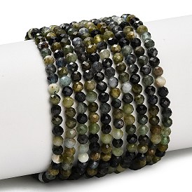 Бусы из натурального зеленого турмалина, граненые, круглые