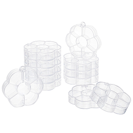 PandaHall Elite 12Pcs Flower Plastic Bead Storage Containers, 7 Compartments