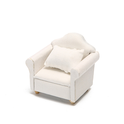 Мини деревянный диван, с чехлом и подушкой из хлопчатобумажной ткани, мебельные аксессуары для кукольного домика, для миниатюрной гостиной