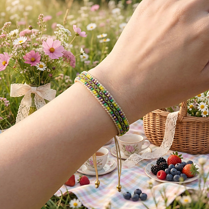 Регулируемые плетеные браслеты из стеклянных бусин