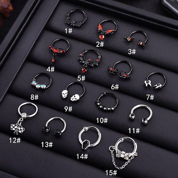 316l Кольца для носа из нержавеющей стали с микропаве из кубического циркония