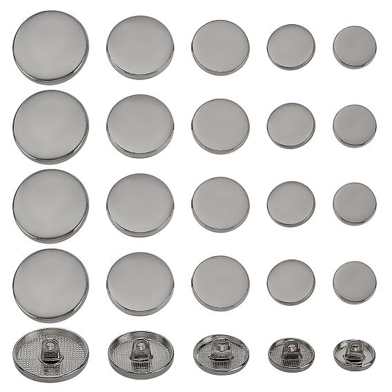 100шт 5 стили пуговицы из сплава, 1-луночное, плоско-круглые