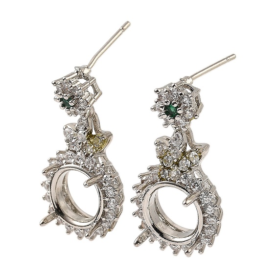 Стойка покрытие латунь с кубическим цирконием серьги-гвоздики находка, без свинца и без кадмия