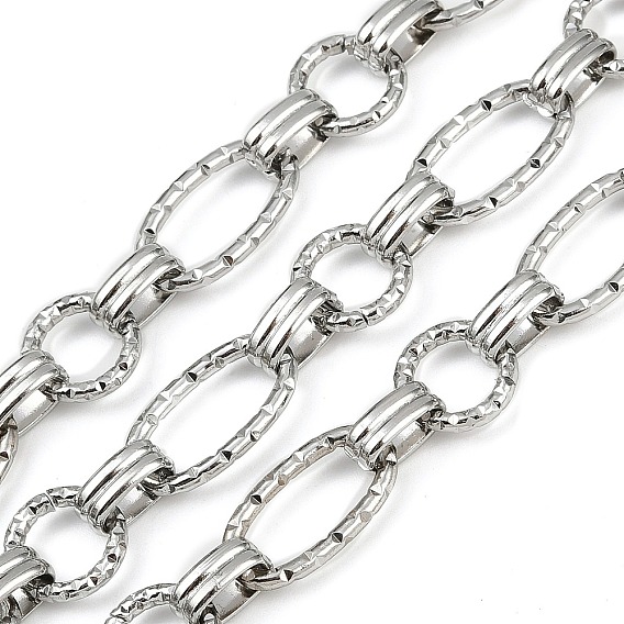 304 овальные звенья из текстурированной нержавеющей стали с плоскими круглыми звеньями, несварные, с катушкой