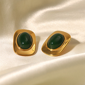 Trendy jewelry 18k gold retro high-end oval earrings trendy fashion all-match earrings