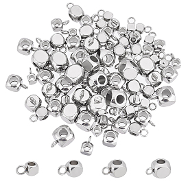 Unicraftale 80Pcs 4 Style 304 Stainless Steel Tube Bails, Loop Bails, Cube Bail Beads