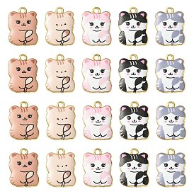 30шт 5 подвески из сплава с принтом в стиле, золотые, без кадмия, без никеля и без свинца, подвески в форме кошки