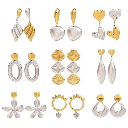 304 из нержавеющей стали болтаться серьги, реальный 18 k позолоченный и цвет нержавеющей стали