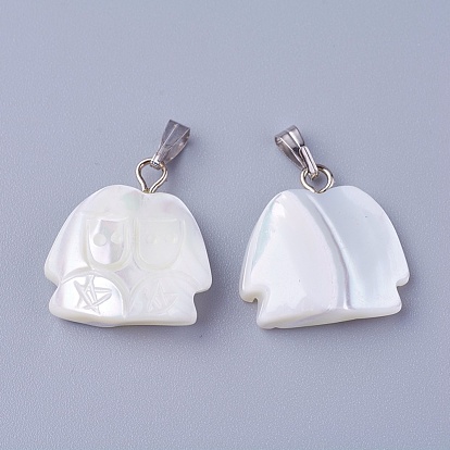 Shell Pendants, with Brass Findings, Human