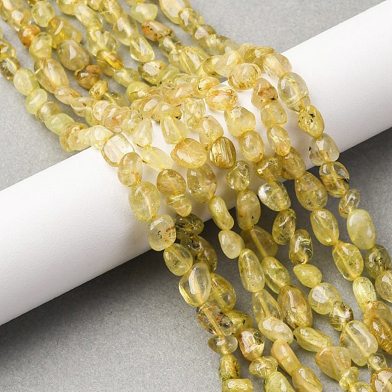 Природного золота Rutilated кварцевые нити бисера, самородки, упавший камень