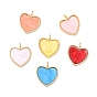 Acrylic Pendants, with Light Gold Plated Alloy Findings, Heart