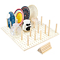 3Pcs Rectangle Wood Pegboard Drawer Organizer, Dish and Plate Storage Holder, with Zinc Alloy & Wood 16 Pegs