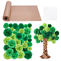 36Pcs 12 Styles Paper Flower Ball Pendant Decorations, with 1 Roll Kraft Paper and 280Pcs Acrylic Flat Round Double Sided Adhesive Tape