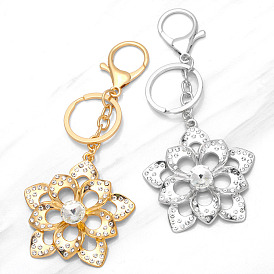 Niche design women's diamond car key chain alloy rhinestone flower bag pendant kca15
