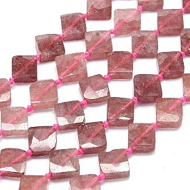 Natural Strawberry Quartz Beads Strands, Faceted, Rhombus