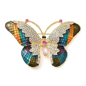 Butterfly Pave Colorful Rhinestone Brooch, Alloy Badge for Women