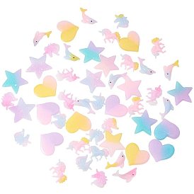 Resin Cabochons, with Glitter Powder, Imitation Jelly Style, Heart & Star & Unicorn & Dolphin