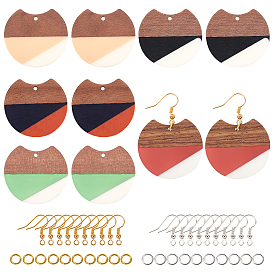 Olycraft DIY Dangle Earring Making Kits, Including Resin & Wood Pendants, Brass Earring Hooks & Jump Rings, Gap Flat Round