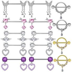 304 Кольца для сосков из нержавеющей стали со стразами