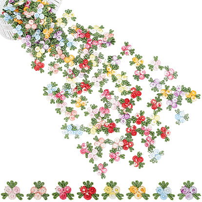 160 шт 8 цвета цветочный узор водорастворимые компьютеризированные вышитые аппликации, костюм украшение аксессуары