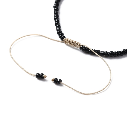 Collier de perles de graines de verre et bracelet de perles tressées, ensemble de bijoux pour femmes