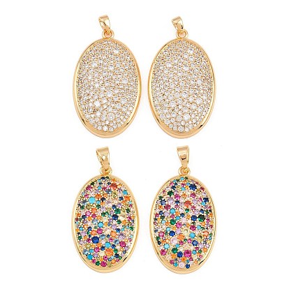 Латунные микро проложить кубического циркония подвески, подвески овальной формы, стойки покрытие, без кадмия и без свинца, долговечный, реальный 18 k позолоченный
