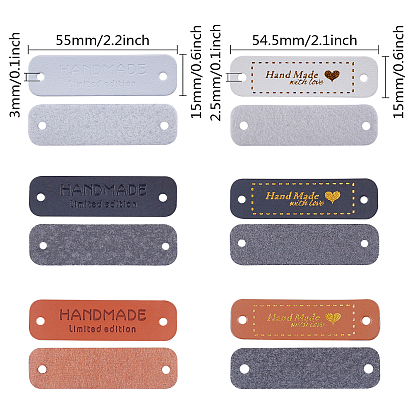 Fingerinspire PU Leather Labels, Handmade Embossed Tag, with Holes, for DIY Jeans, Bags, Shoes, Hat Accessories, Rectangle with Word