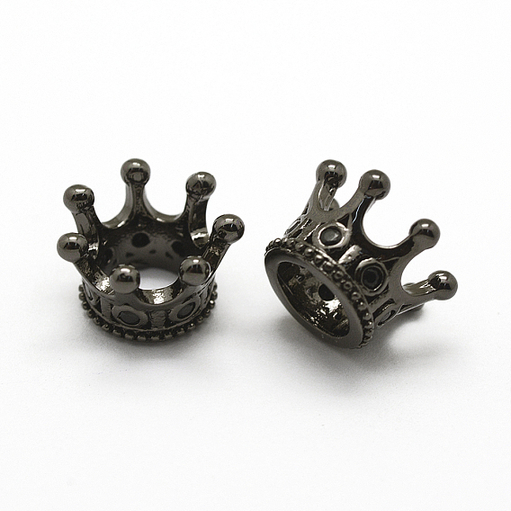 Латунные микро проложить класса AAA кубического циркония бусы, без кадмия, без никеля и без свинца, корона, бусины с большим отверстием