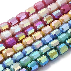 Abalorios de vidrio electrochapa, color sólido opaco, color de ab chapado, facetados, columna