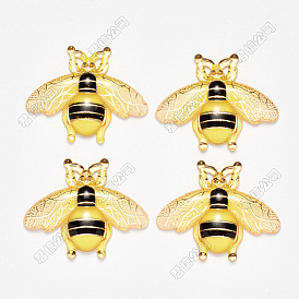 Transparent Acrylic Pendants, with Plated Bottom, Bees