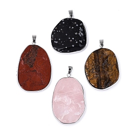 Природных драгоценных камней подвески, латунные подвески в виде самородков в оправе, с кнопкой на поруки, платина