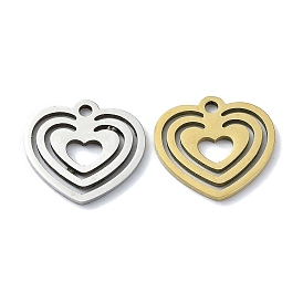 304 Stainless Steel Charms, Laser Cut, Heart Charm
