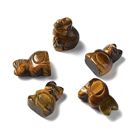 Natural Tiger Eye Cat Shape Healing Figurines, Reiki Energy Stone Display Decorations, for Home Feng Shui Ornament
