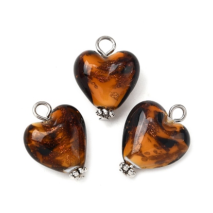 Ручной работы подвески золотые бусины песка, сердце, с железными петлями