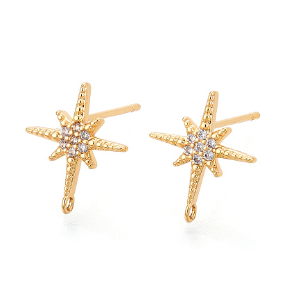 Латунные серьги-гвоздики из циркония, звезда, без никеля , долговечный