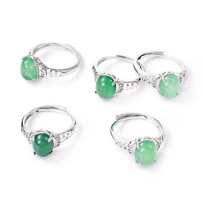 Adjustable Brass Finger Rings, with Cubic Zirconia