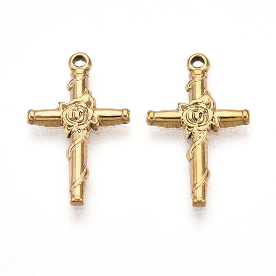 304 подвески из нержавеющей стали, ионное покрытие (ip), крест с подвесками из роз