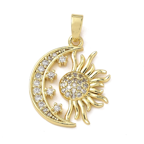 Латунные микро проложить кубического циркония подвески, луна с солнцем