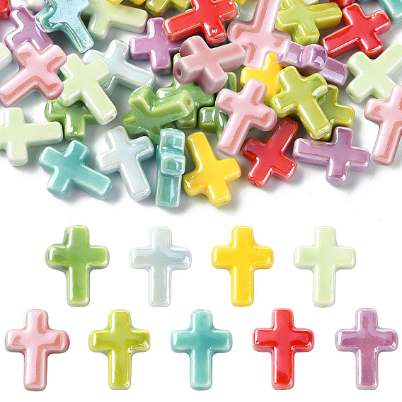 45шт 9 цвета фарфоровые бусины ручной работы, жемчужные, крестик